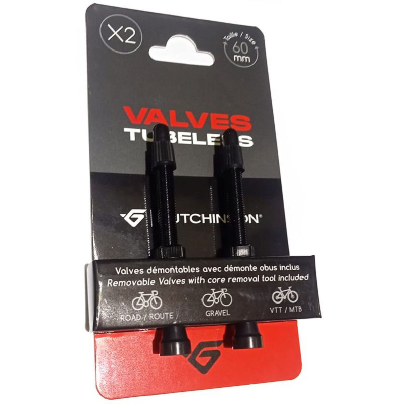 JEU DE VALVES TUBELESS HUTCHINSON 60 MM ALUMINIUM NOIR