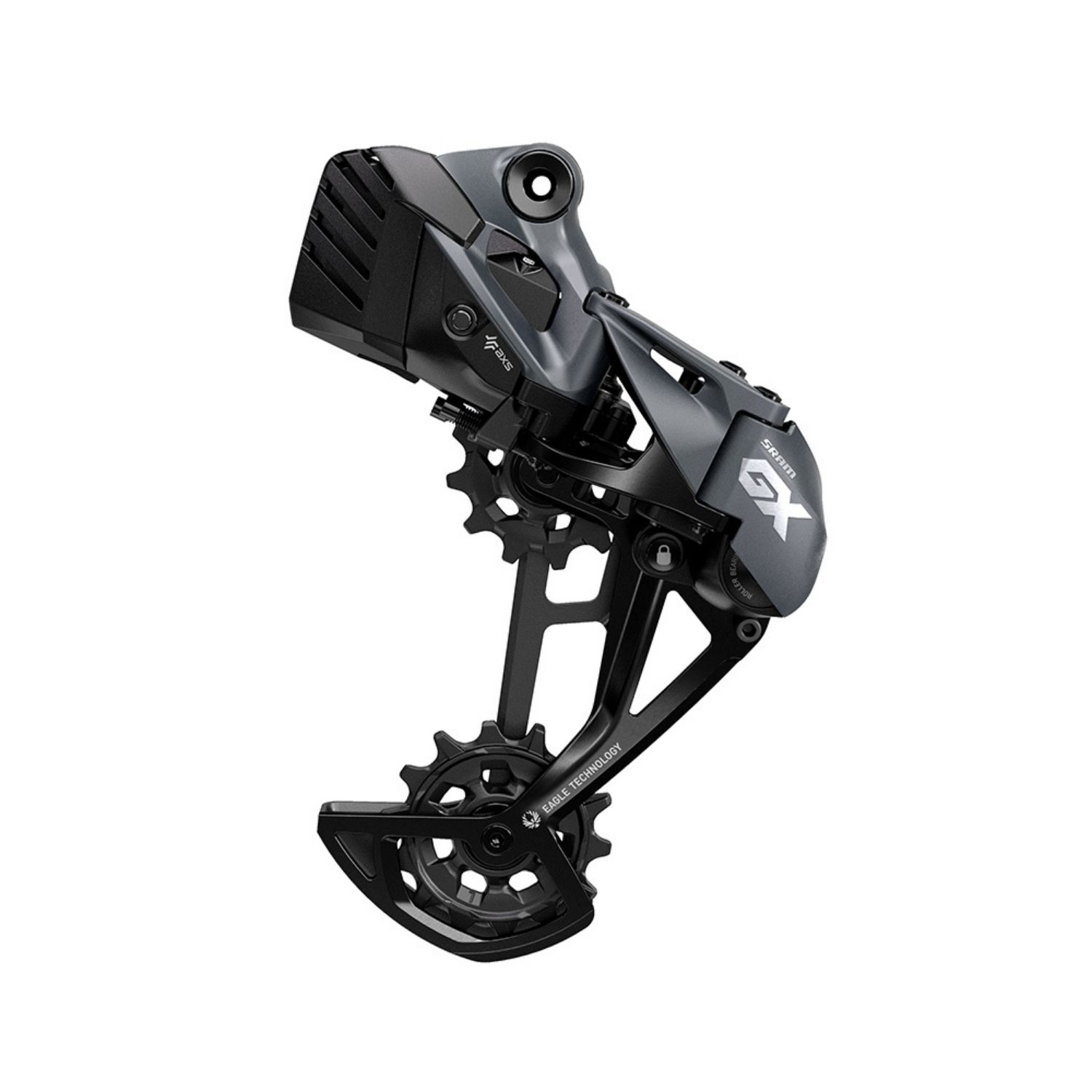 DÉRAILLEUR ARRIÈRE SRAM GX1 EAGLE AXS 12 VITESSES 52D CHAPE LONGUE ACIER GRIS LUNAIRE (BATTERIE NON